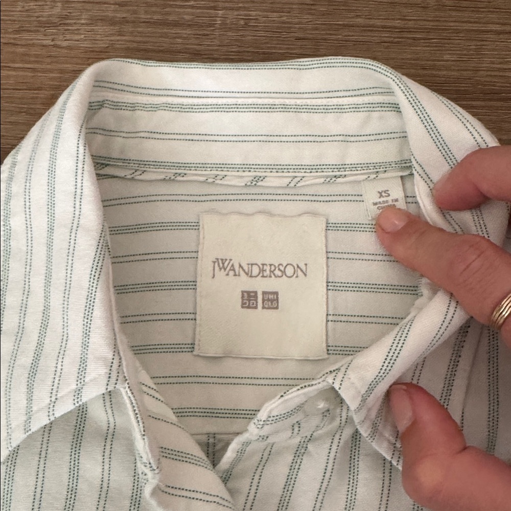 Uniqlo JW Anderson Oxford Boxy Shirt Cotton Striped Button Up Shirt Top XS - Picture 3 of 4